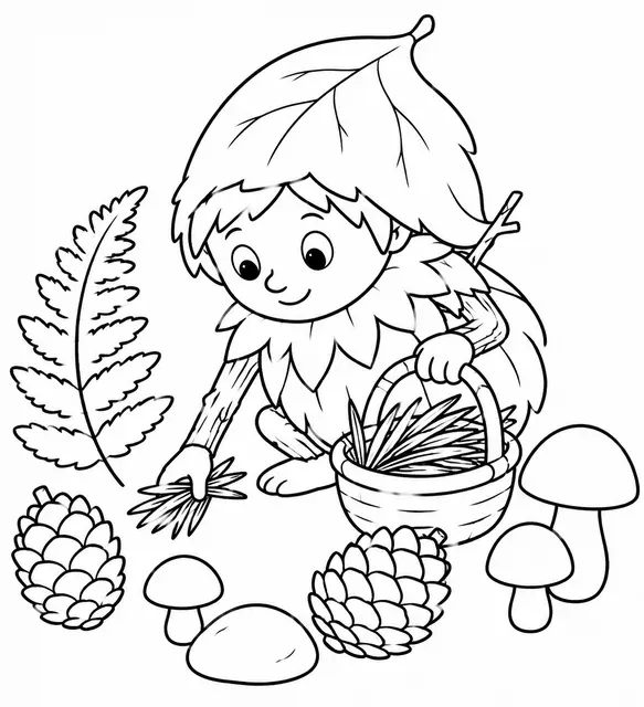 森林小灵收集松针