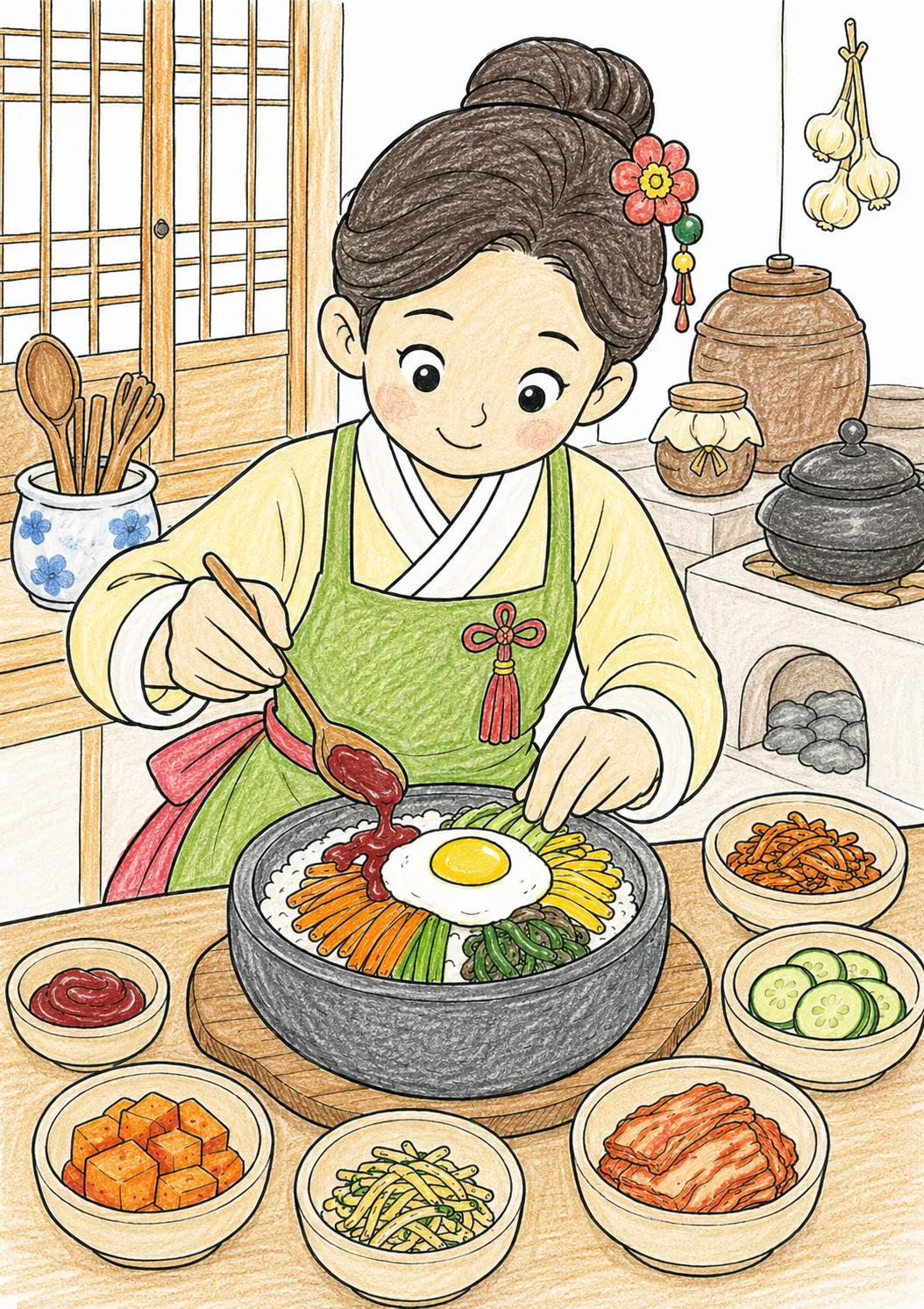 韩国厨师准备拌饭