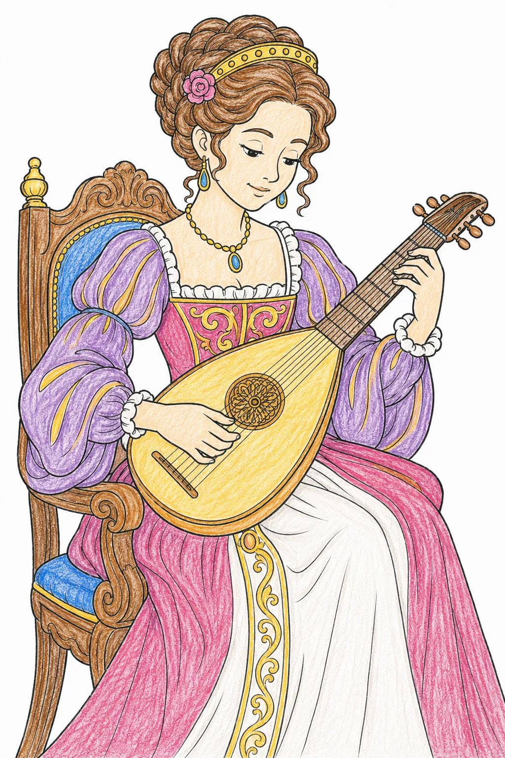 Lautenspielerin im Renaissance-Kostüm