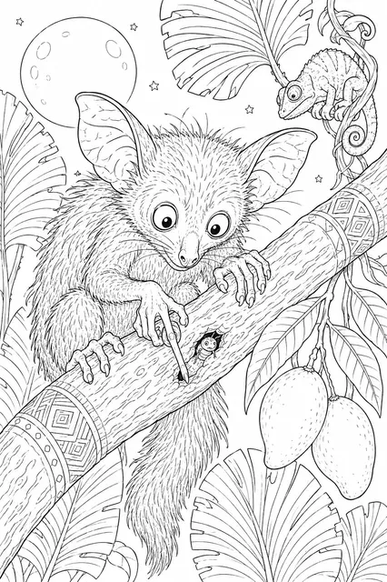 Das madagassische Aye-Aye im Mondlicht