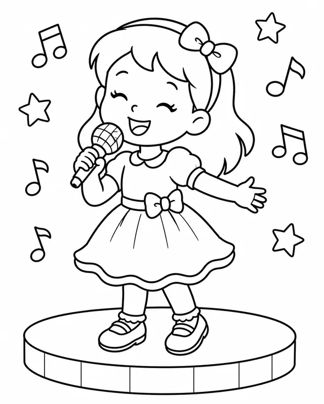 Mädchen singt ins Mikrofon