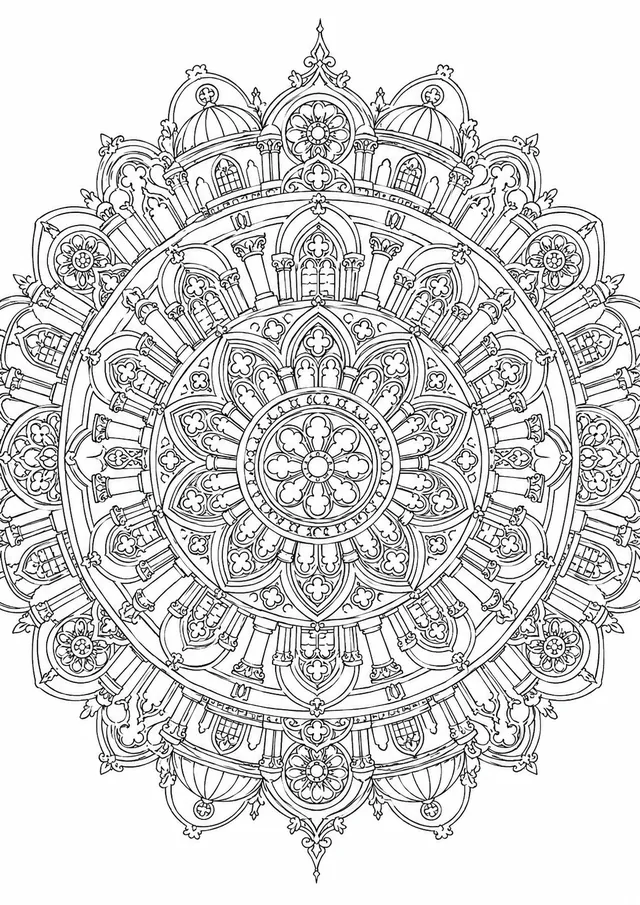 Mandala: Architektonische Bögen, Kuppeln und Säulen