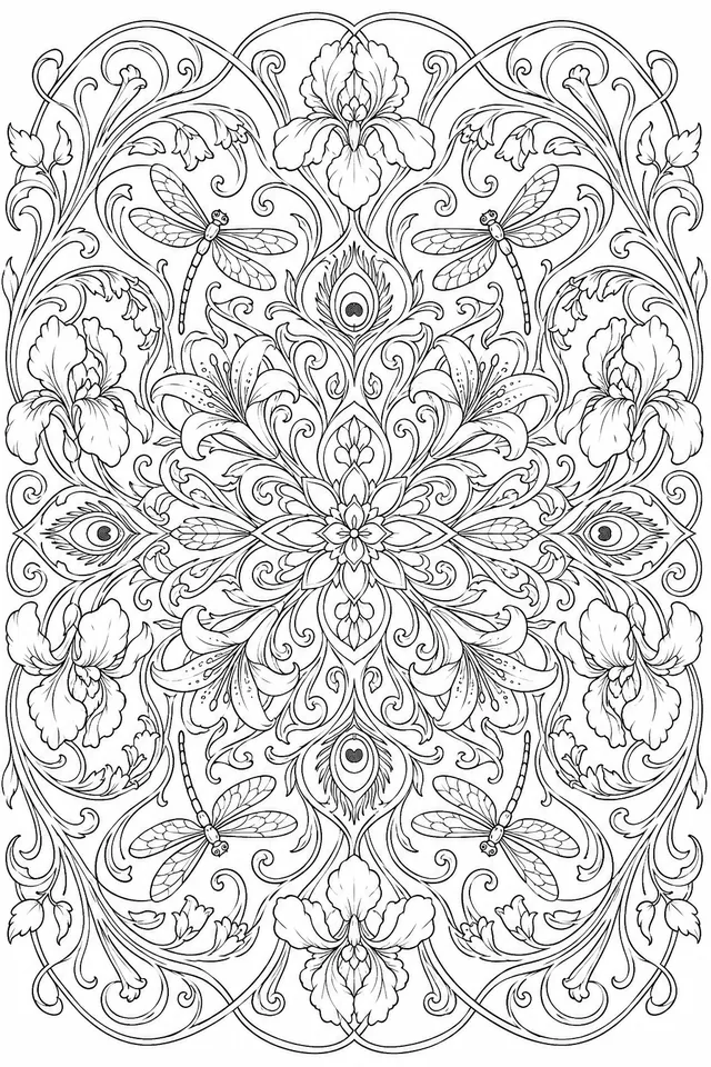 Mandala: Art Nouveau Flower Vines and Jugendstil Ornaments
