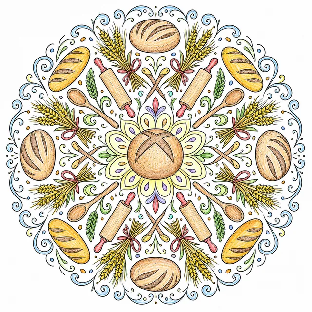 Mandala: Brot, Weizenähren und Backelemente – So könnte es aussehen
