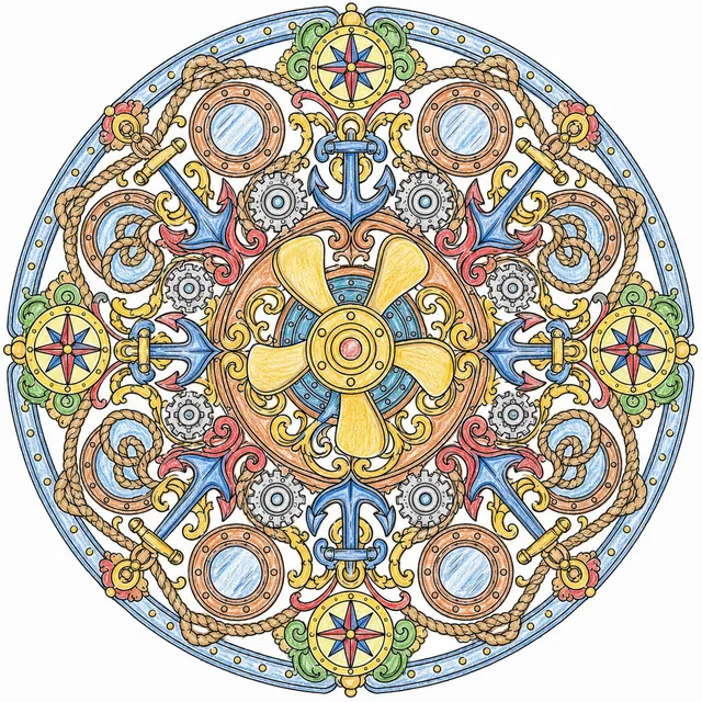 Mandala: Dampfschiff-Propeller und Anker – So könnte es aussehen