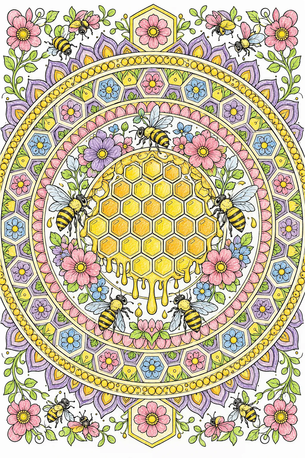 曼陀罗：蜂蜜、蜂巢和蜜蜂