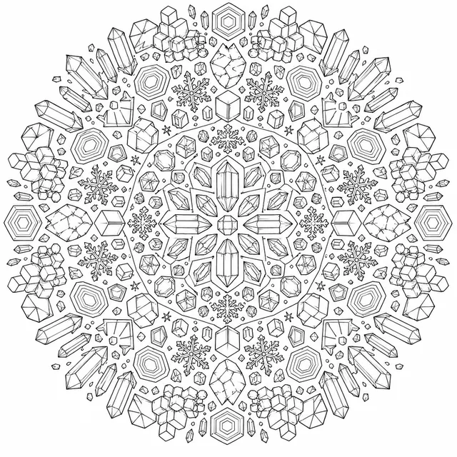 Mandala: Kristallgitter und Mineralstrukturen