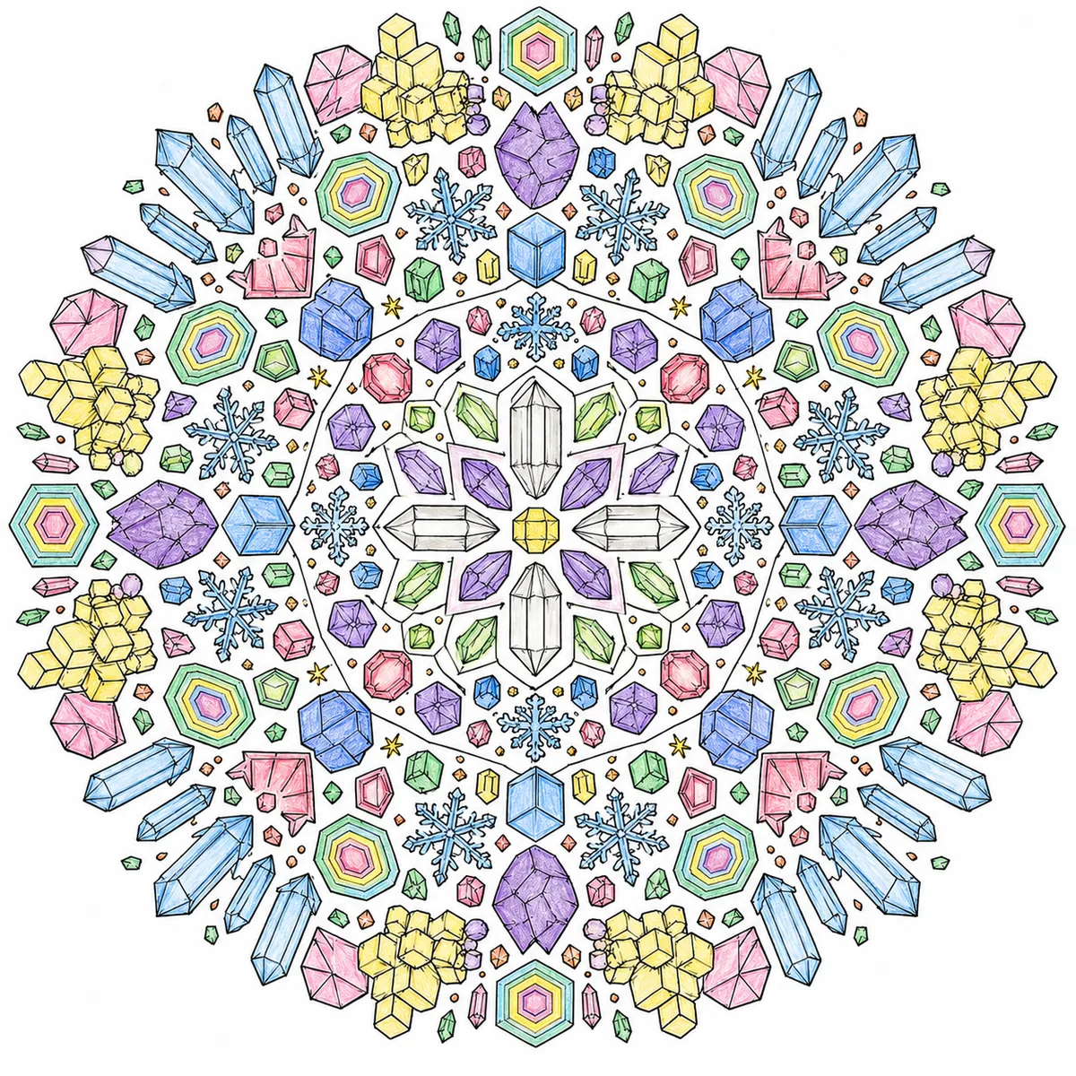 Mandala: Kristallgitter und Mineralstrukturen