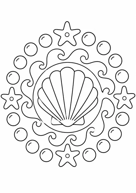 贝壳海浪曼陀罗