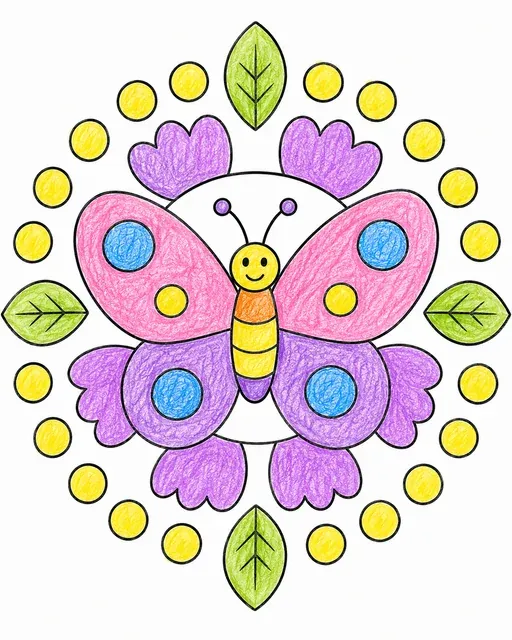 Einfaches Schmetterlings-Mandala – So könnte es aussehen