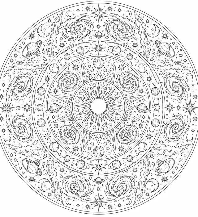 Mandala: Spiralgalaxien und Sternformen