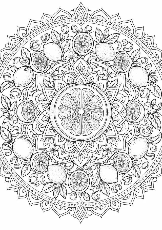 Mandala: Zitrusfrüchte – Zitronen, Orangen, Limetten