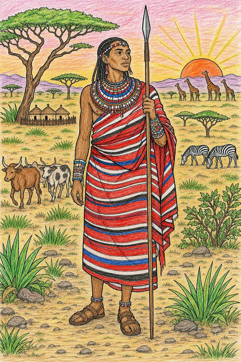 Der Massai-Krieger in der Savanne