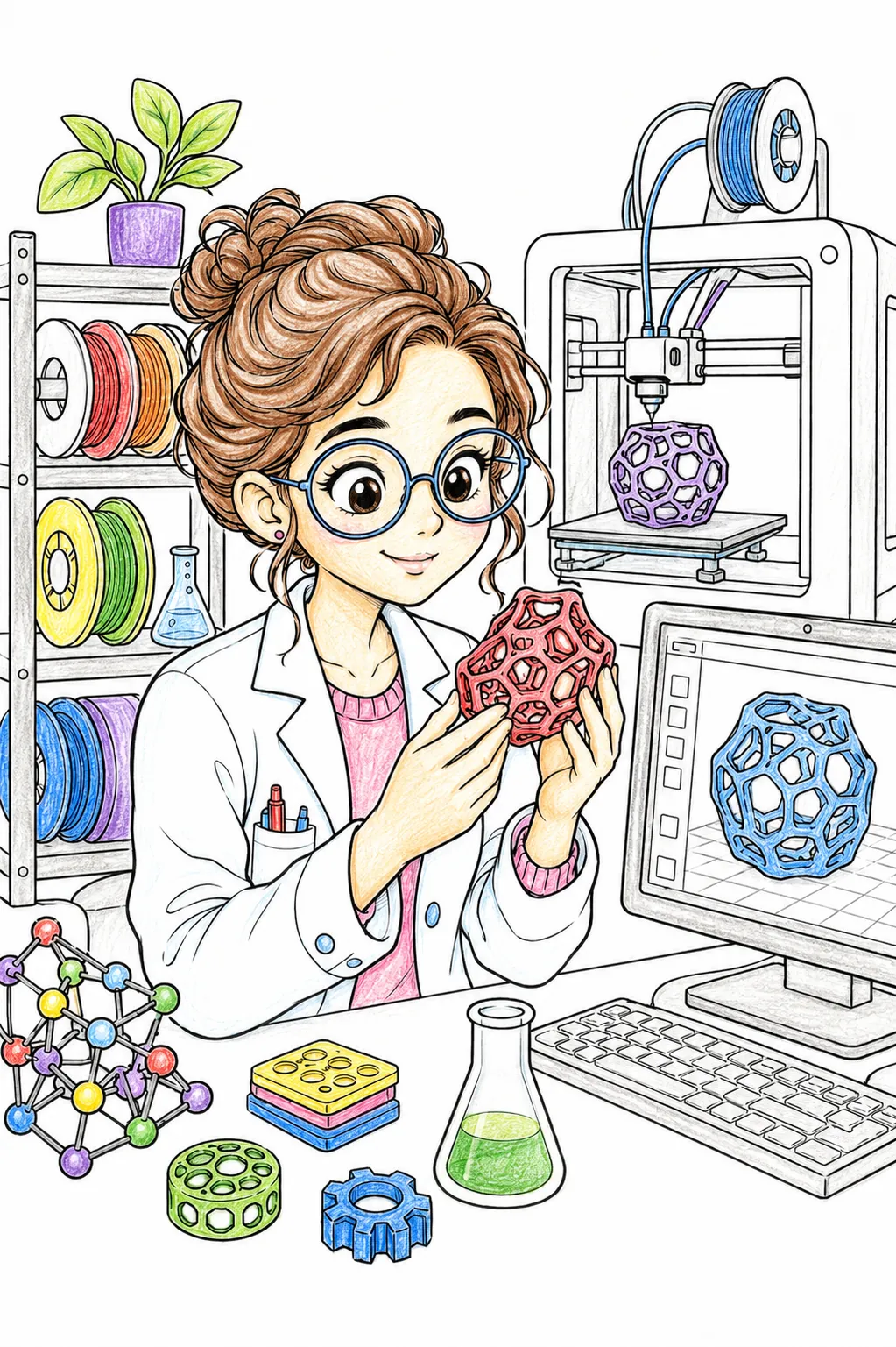 材料科学家在3D打印实验室