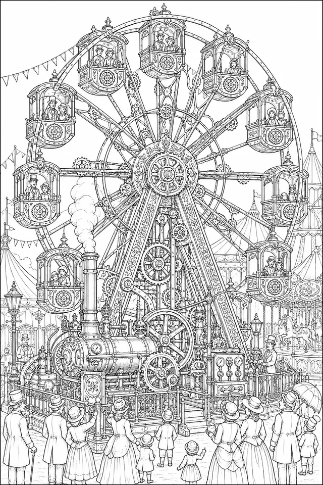 Mechanisches Riesenrad auf dem Jahrmarkt