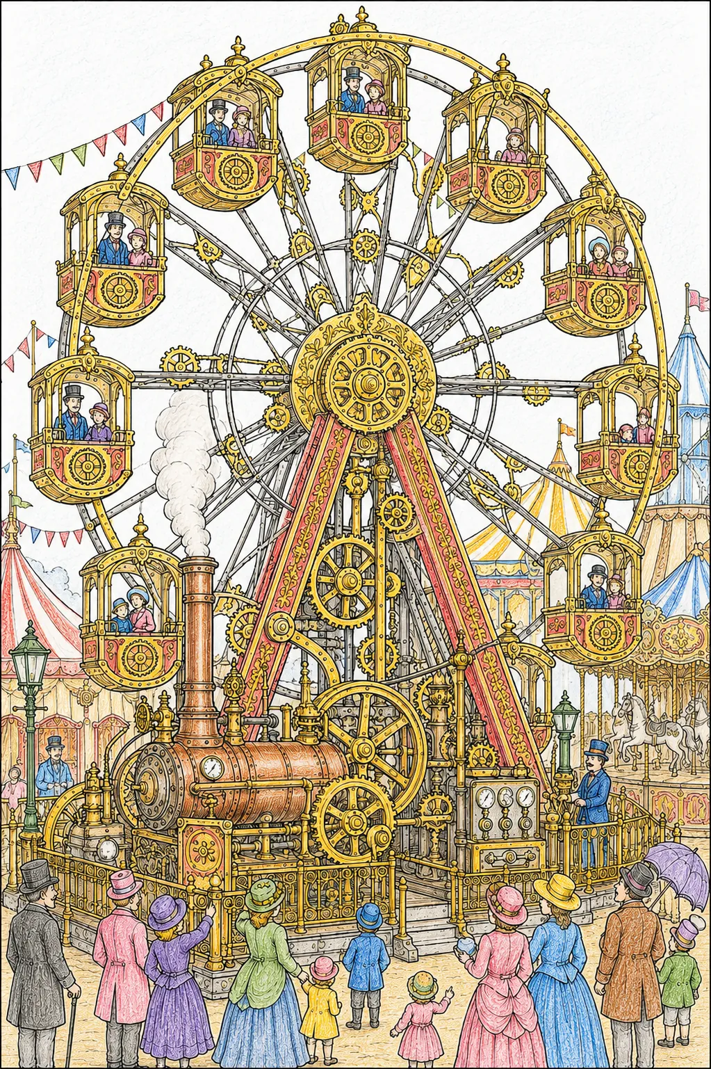 Mechanisches Riesenrad auf dem Jahrmarkt