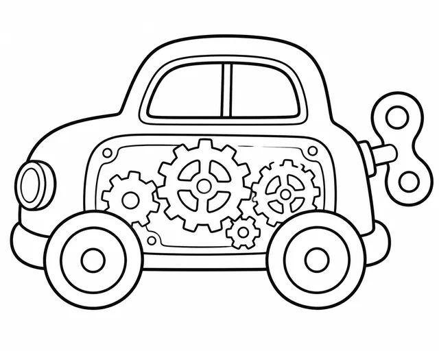 Mechanisches Spielzeug-Auto mit sichtbaren Zahnrädern