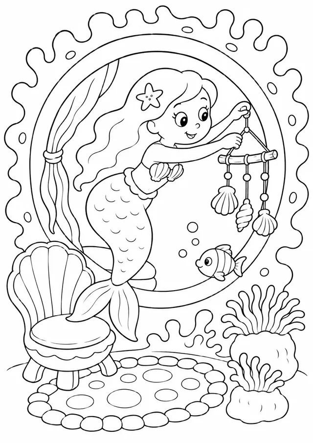 Sirena en la ventana de coral