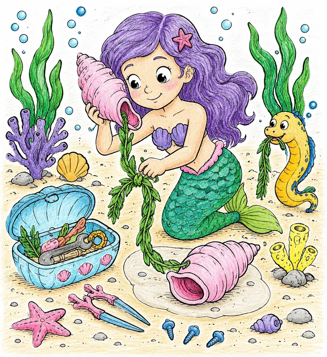 美人鱼修贝壳电话