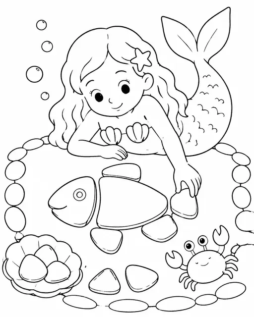美人鱼拼海玻璃拼图