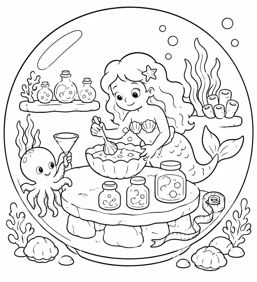 美人鱼在水下实验室混合泡泡液