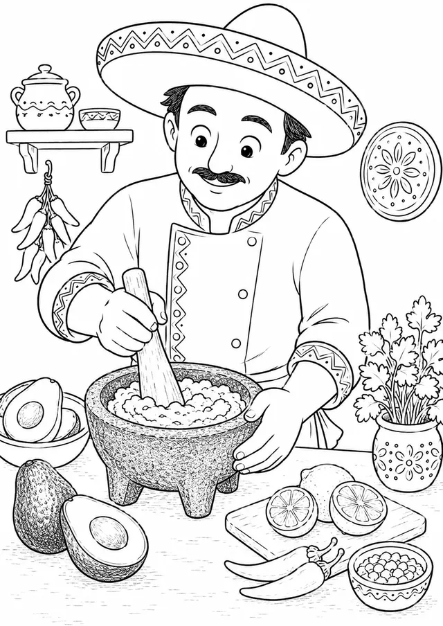 Mexikanischer Koch bereitet Guacamole zu