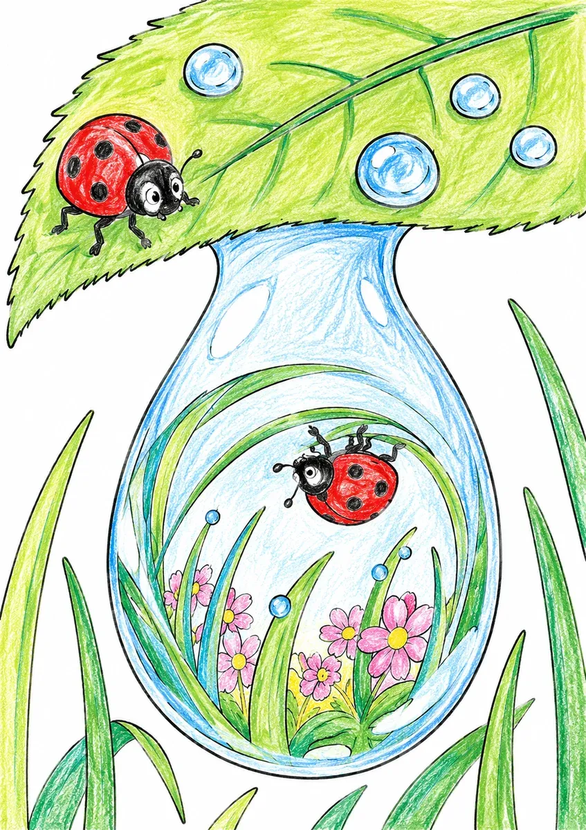 Marienkäfer im Tropfenuniversum