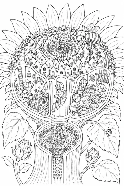 Innenleben einer Sonnenblume — Querschnitt
