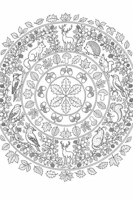 Herbst-Wald-Mandala des Europäischen Herbstes