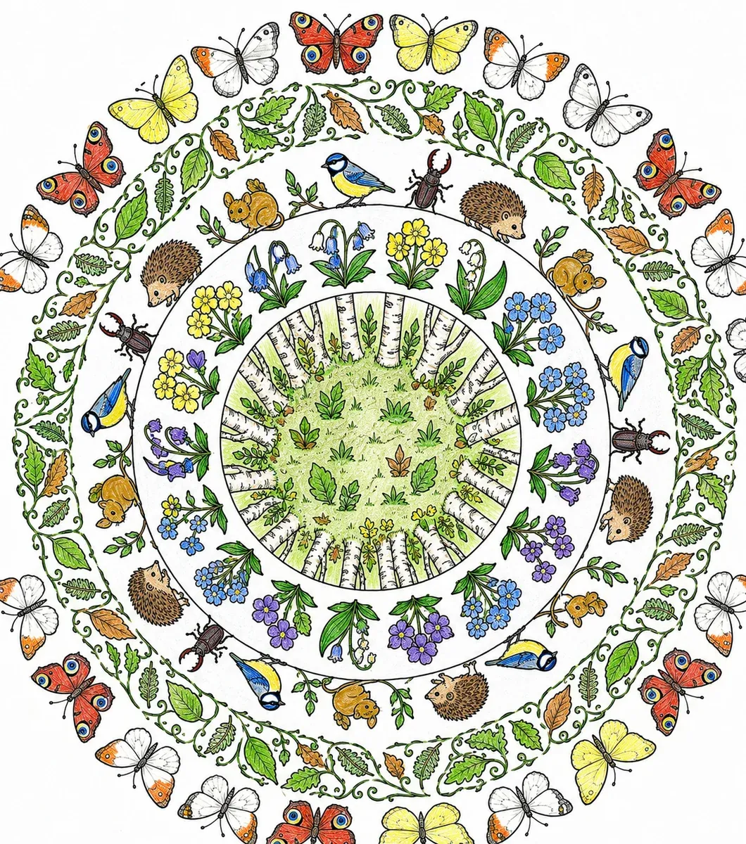 Frühlingslicht-Mandala Europäischer Wald