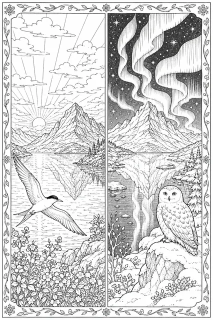午夜太阳与北极光——时间的二联画