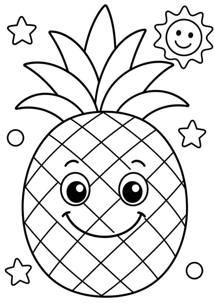 Große Ananas mit Rautenmuster und grüner Blattkrone