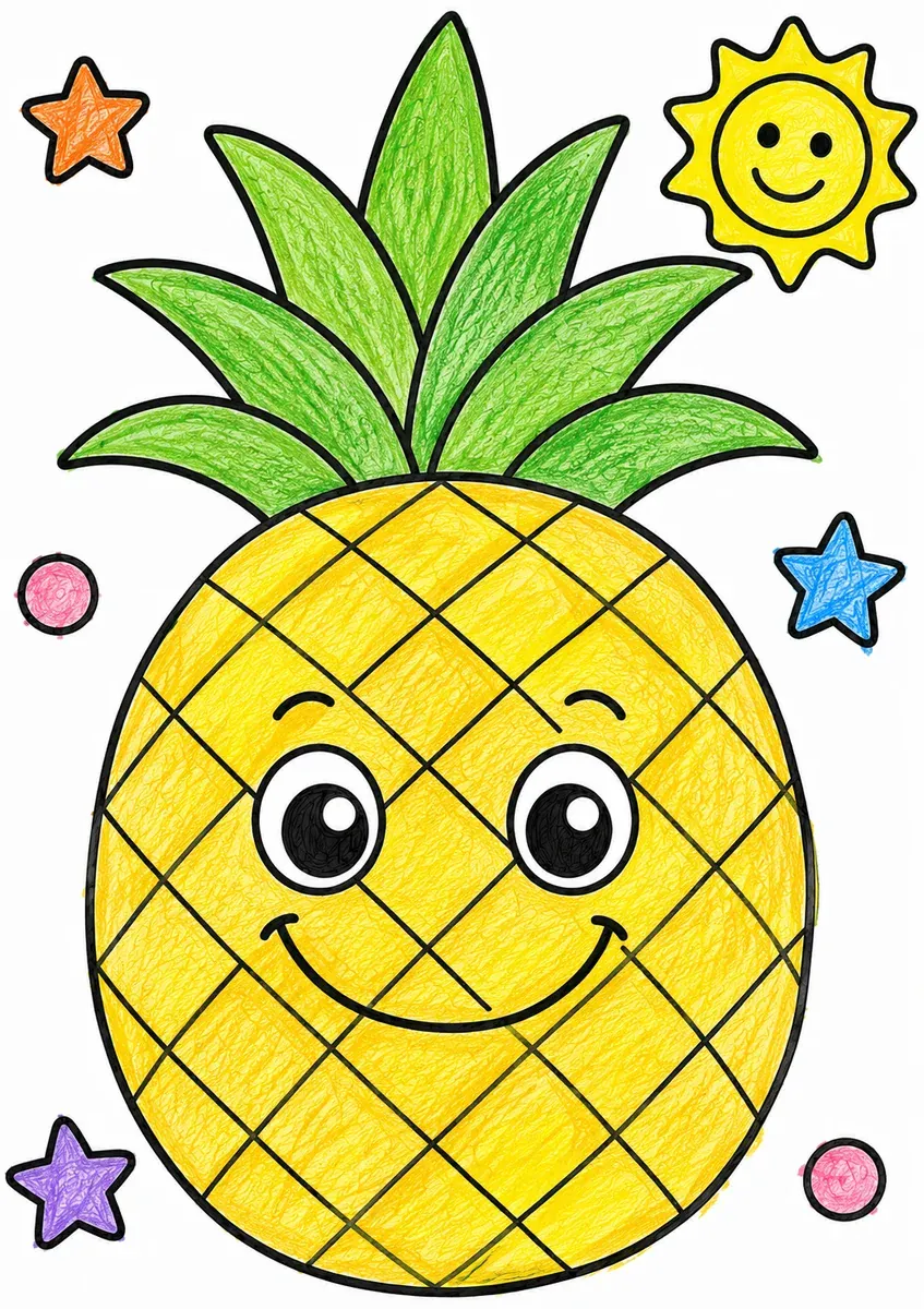 Die große Ananas mit Gesicht