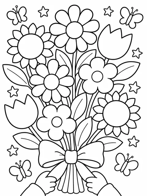 El colorido ramo de flores