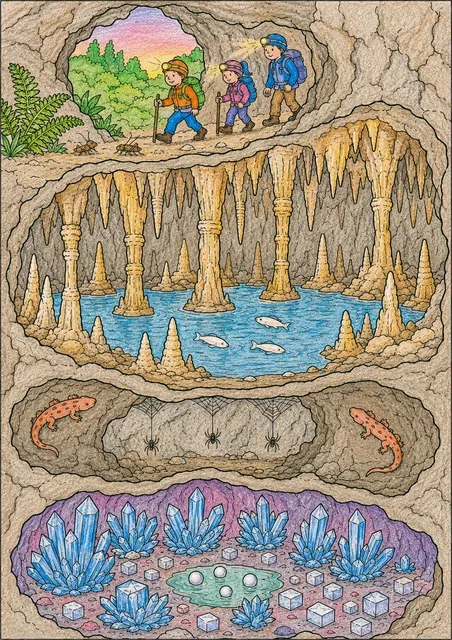 Die Tropfsteinhöhle im Querschnitt – So könnte es aussehen
