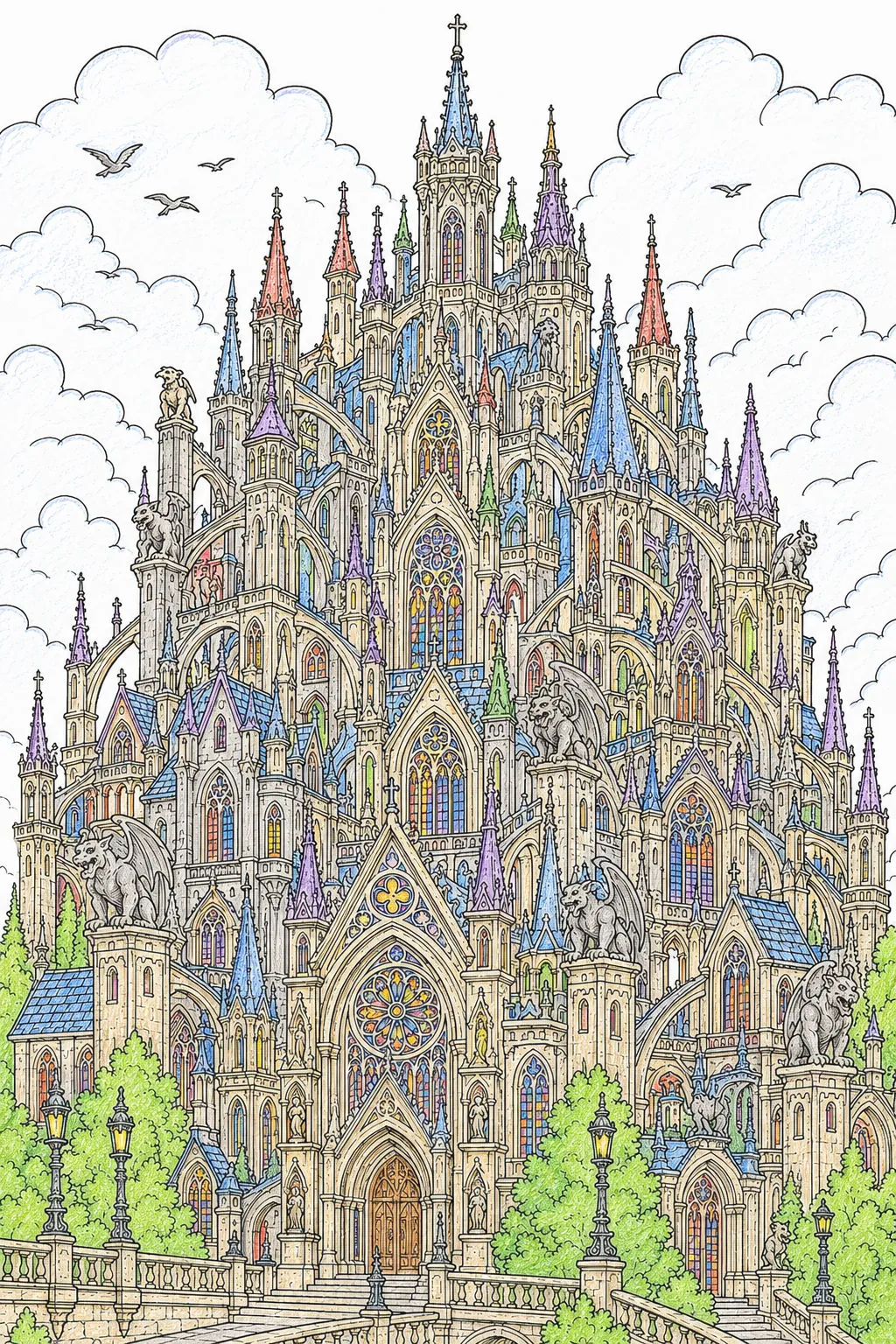 Neo-Gothic Cathedral with Countless Pinnacles and Turrets