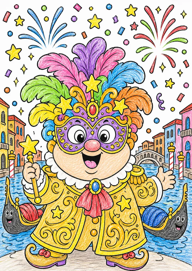 威尼斯新年狂欢节面具 – 涂色效果预览