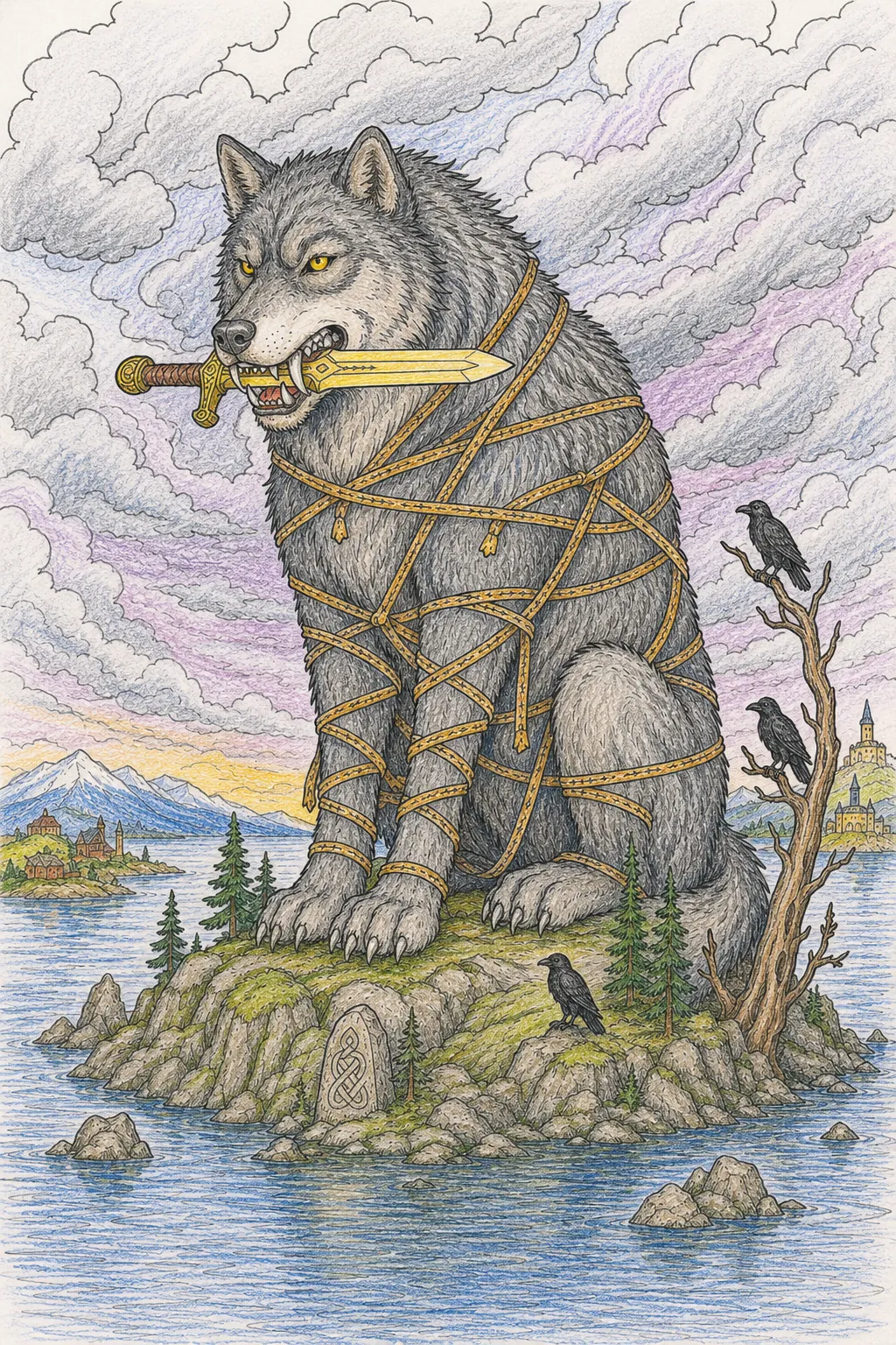 Fenrir – der mächtige Wolfsgott gefesselt auf seiner einsamen Insel