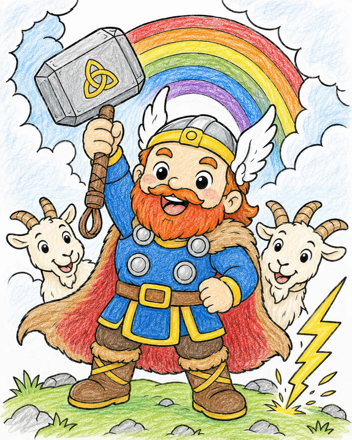 Kleiner Thor hebt seinen mächtigen Mjölnir und ruft den Blitz herbei