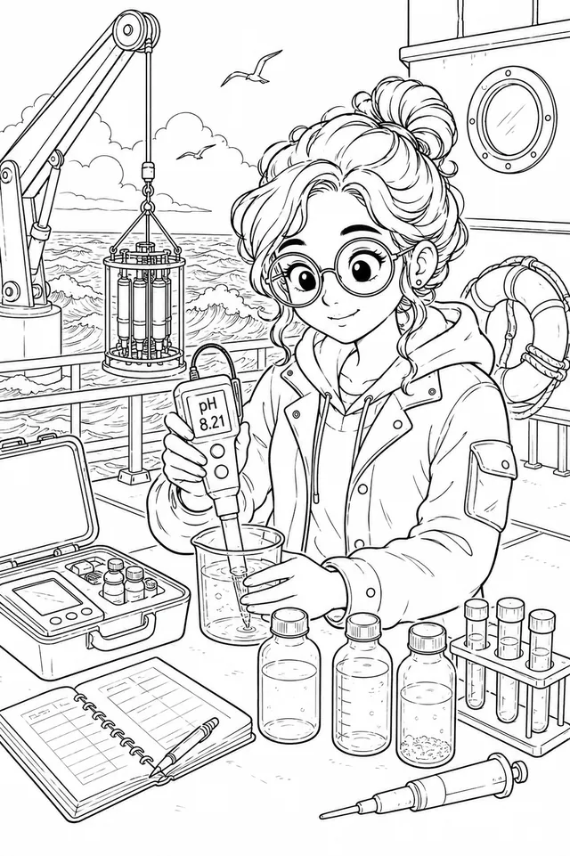 海洋化学家测量海水pH值
