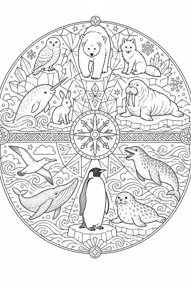 Arktis-Antarktis-Vergleichs-Mandala