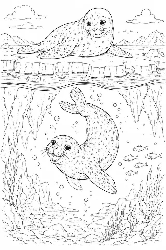 Young Leopard Seal Learning to Dive