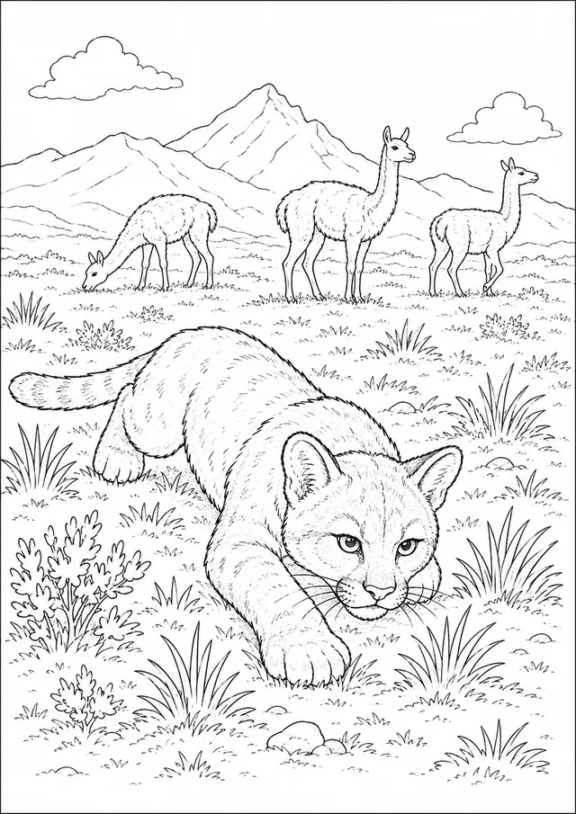 Patagonischer Puma-Junge schleicht