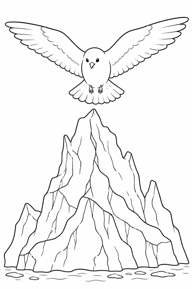 雪海燕悬停在冰山顶端