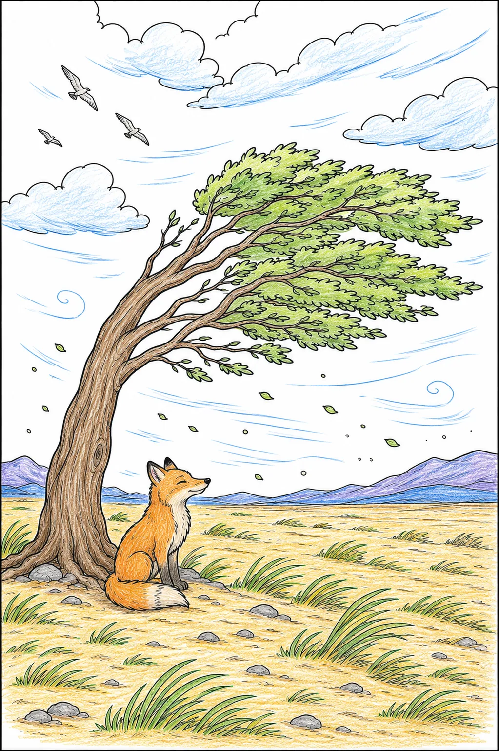 Patagonische Winde-Baum-Szene