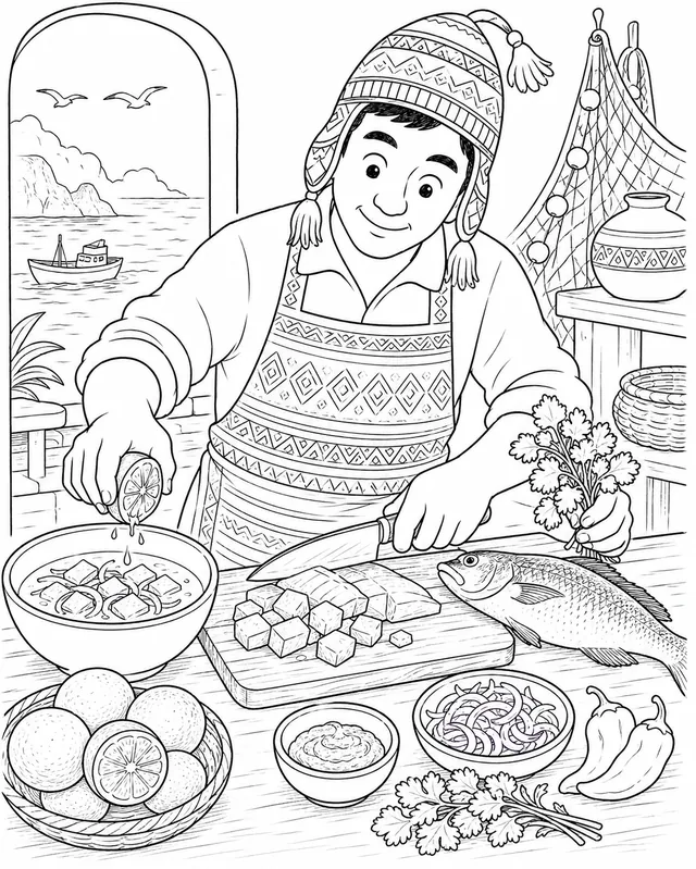 Peruanischer Koch bereitet Ceviche zu
