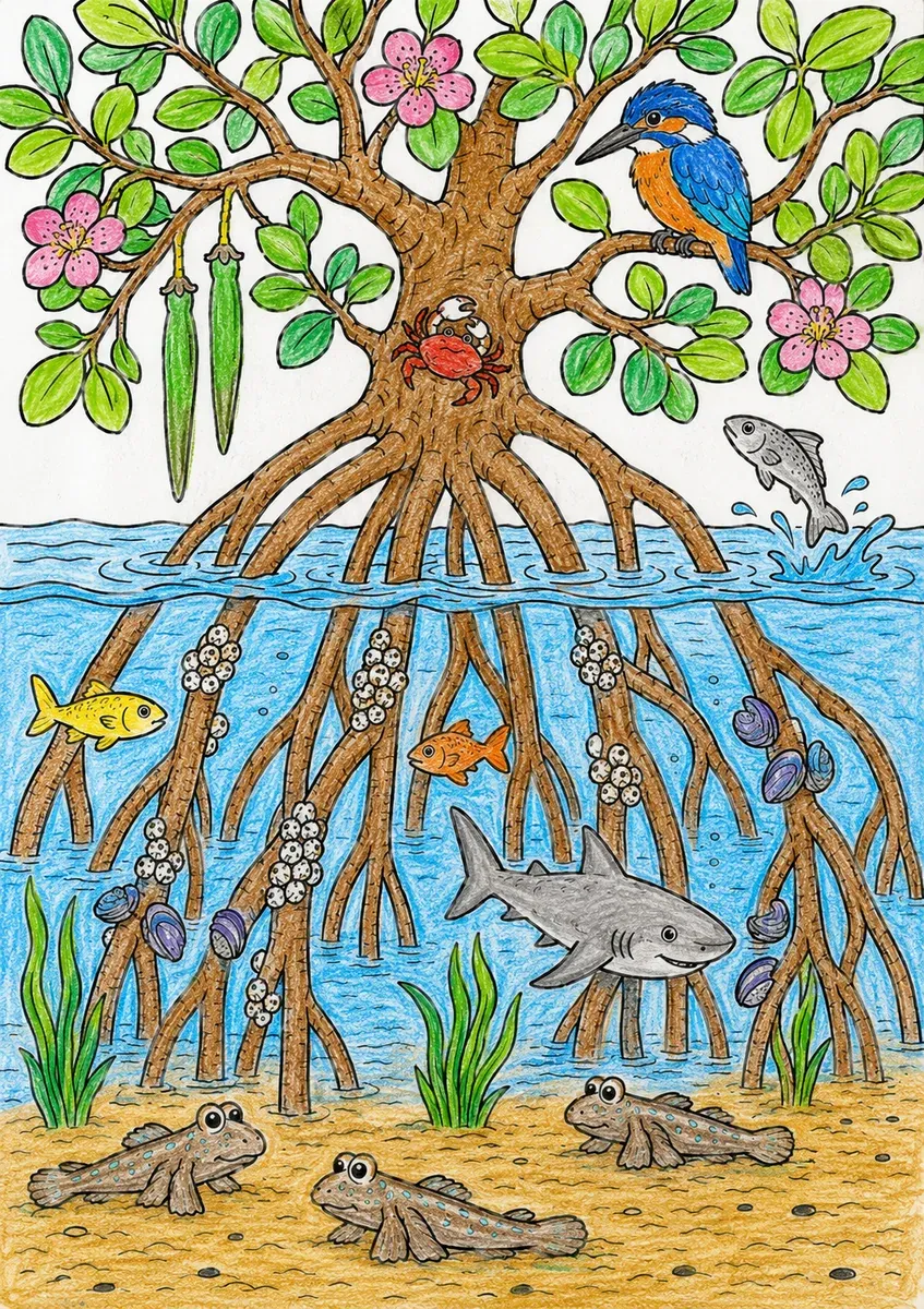 Die Mangroven-Wurzeln im Querschnitt