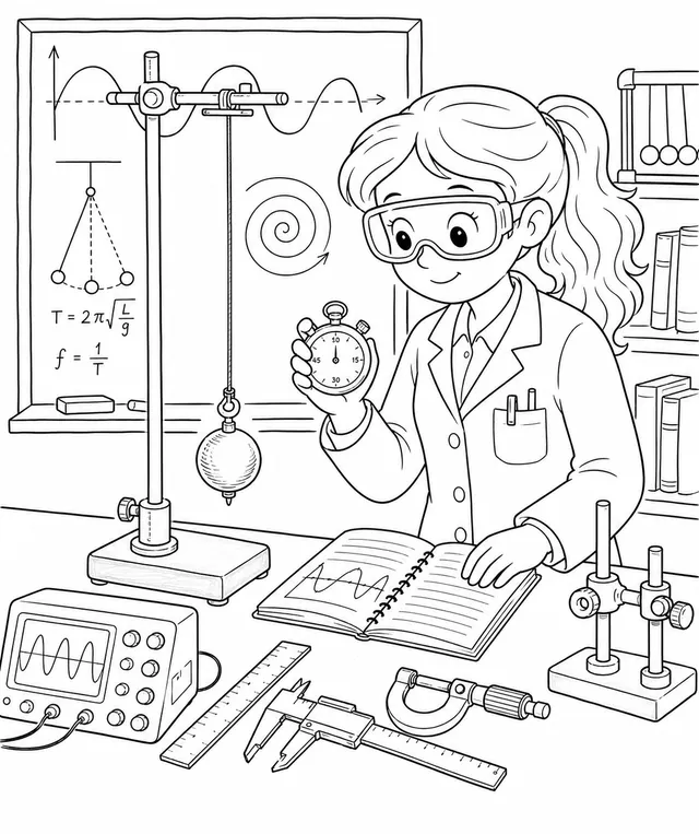 女物理学家在实验室进行单摆实验