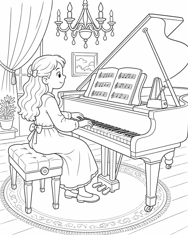 Pianist übt am Flügel