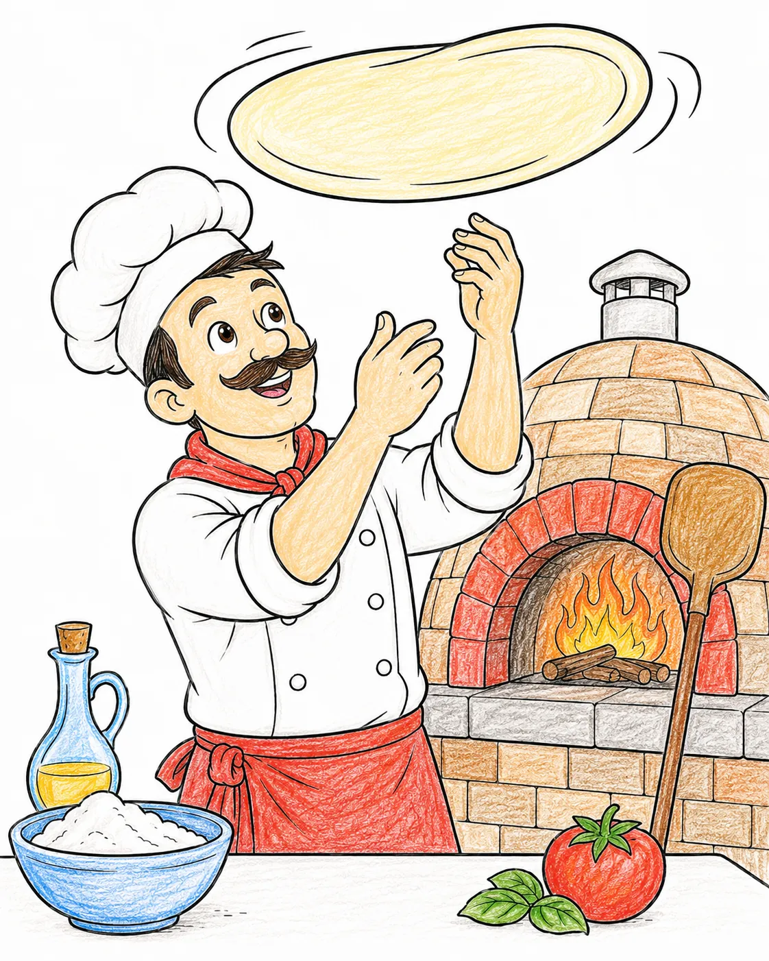 Pizzabäcker wirft Teig in die Luft